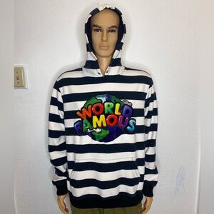 Hudson Outerwear Hoodie Men’s Size XL Navy White Pullover Kangaroo Pockets